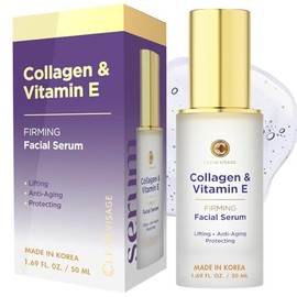 Suero antienvejecimiento con colágeno y vitamina E, probado por dermatólogos, hidrata, reduce las arrugas, belleza limpia, cuidado de la piel coreano libre de crueldad para todo tipo de pieles, 1,69