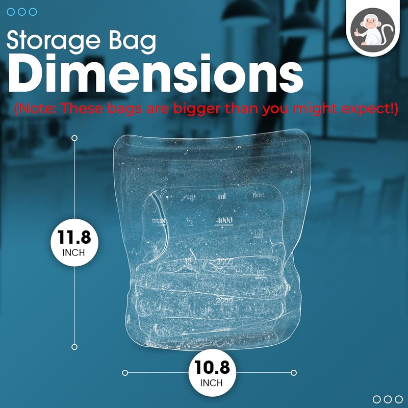 Reusable Silicone Sous Vide Bag - 1 Gallon, 135oz. XXL