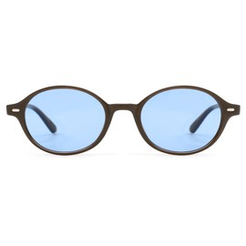 SOJOS Retro Oval Round Polarized Sunglasses Womens Mens, Small Chic Vintage Trendy Sunnies SJ2611, Dark Brown/Blue Tint