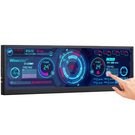 wisecoco 12.6 Inch Mini Touch Screen Monitor Secondary Screen FHD IPS Stretched Bar LCD Display 1920X515 HDMI for PC Laptop Computer Health Speed Windows Sub CPU GPU Temperature Display R126F01T-HB