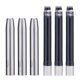 Jinhao 10 Retractable Fountain Pen Accesories, Metal Protector wtih Black Ink Cartridges, 5.5mm Bore Diameter (3 Pack)