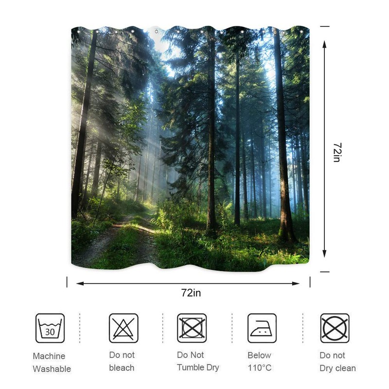 ZXMBF Trees Forest Sunlight Shower Curtain Straight Tall Trees Sunshine