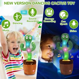 JISON21 Dancing Cactus Toy Talking Cactus Singing and Repeat What You Say for Baby Cactus Plush Toy Mimicking Electric Toy with Lighting Interactive Toy for Boys Girls
