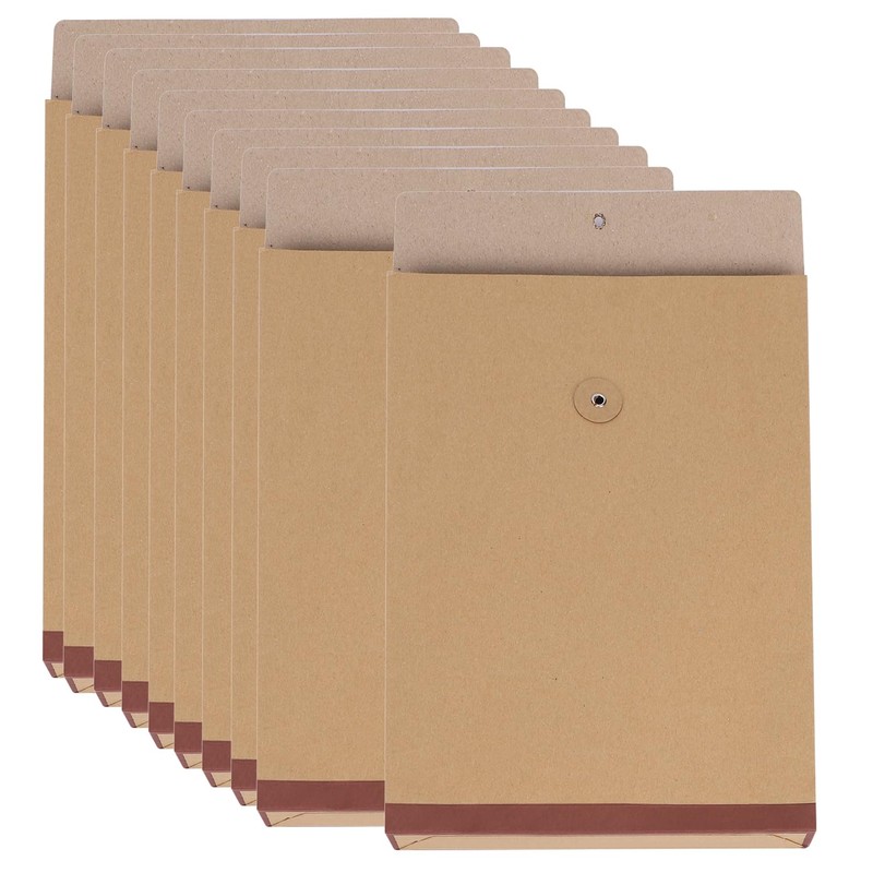 10Pcs A4 Large Kraft File Folder Foolscap Brown Gussetted Envelope
