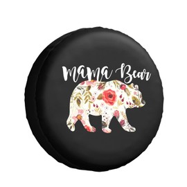 LOJAOGON Mama Bear Flowers Spare Tire Cover Wheel Protectors Dust-Proof Wheel Tire Cover Fit Trailer, Rv, SUV and Many Vehicle 15inch