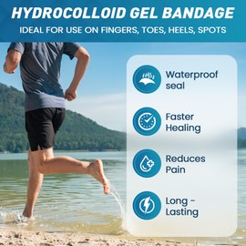 Kimihome Hydrocolloid Blister Bandages for Feet - 18ct Gel Blister Bandages - Blister Cushions for Heel, Toe - Blister Prevention for Travel - Water Resistant Bandages (Heel Pack)