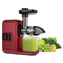 Chef’sChoice Juicer Cold Press Masticating with Quiet Motor Digital Controls Anti-Clog Reverse Function For Juicing Fruits Vegetables and Greens, 150-Watts, Red