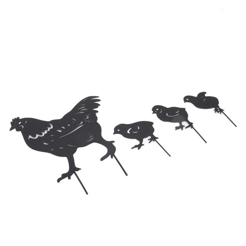 4Pcs Hen Chicken Silhouette Hollow Stake Design Cute Hen Chicken