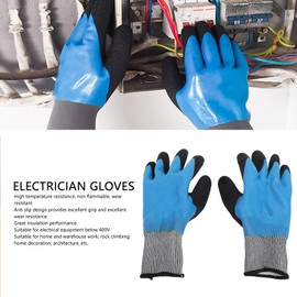 Electrician Insulated Gloves, High Voltage Work Gloves for 400V Voltage Protection, Non-Slip Texture Design