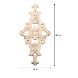 MUXSAM Wood Carved Appliques Furniture Decorative Onlays, 2Pcs Unpainted DIY Center Carving Decal for Door Wall Ceiling Cabinet Dresser Mirror Bed Mantel Bench Decoration, 32x16cm/12.6"x6.3"