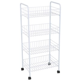 Simplify 4 Tier Rolling Storage Cart | Wheels for Mobility | Multipurpose | Kitchen & Pantry | Bedroom & Bathroom | Office | Organization | Craft Room | Kids Playroom | White