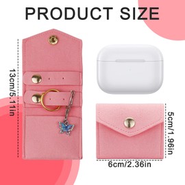 AfitLulu Mini Travel Jewelry Roll Bag with Buckle, Portable Foldable Travel Jewelry Case, Microfiber Small Jewelry Bags for Rings, Earrings, Necklaces (Pink)