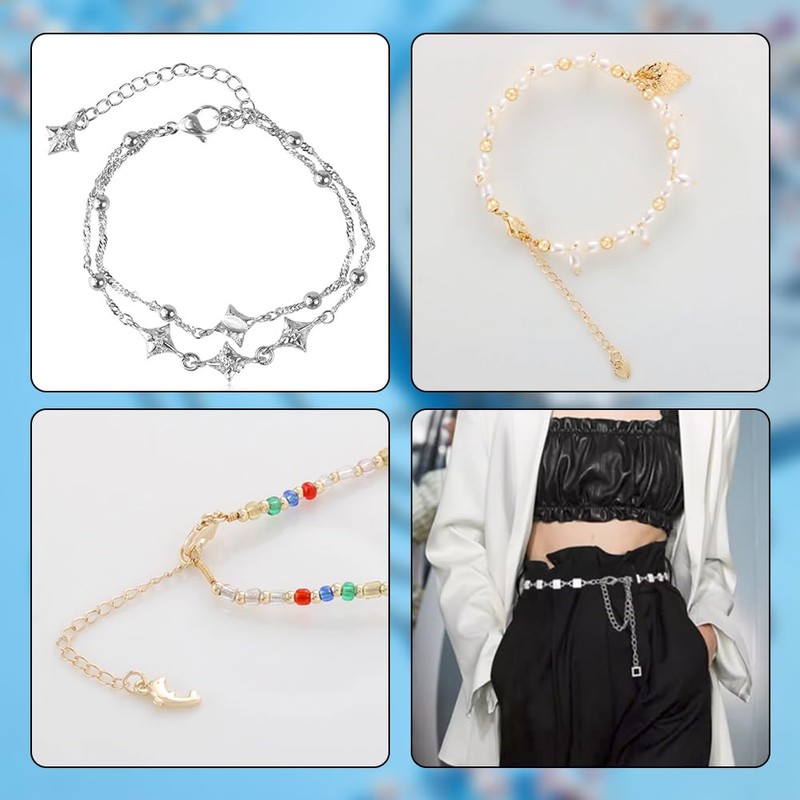 PandaHall 20 Pieces 2.2 Inch 304 Stainless Steel Necklace Bracelet