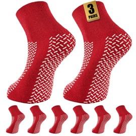 SukModen Double Tread Non Slip Hospital Socks, 3 Pairs Fall Prevention Extra Large Slipper Socks for Men Women | Anti Slip Socks 4-8