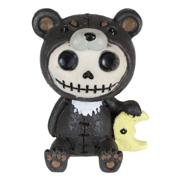 Ebros Furry Bones Kuma The Black Teddy Bear with Crescent