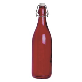 Excelsa Happy Color Bottiglia Liscia 1 Litri, Vetro, Rosso, 8 x 8 x 30 cm