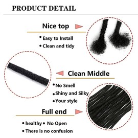 12inch 30 Strands Loc Extensions Huamn Hair 0.2cm Width For Women/Men Can Be Dyed Bleached Curled Full Handmade Permanent Dreadlock Extensions Huamn Hair (Width 0.2cm Natual Black)