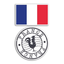 Vinyl-Aufkleber #78647 Frankreich, 10 cm breit, französische Flagge, Sammelalbum, Koffer-Design, Urlaub, Abenteuer, Reisen, Geschenk, 2 Stück