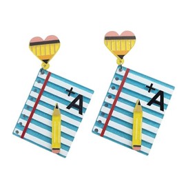 Glitter School Bus Books Acrylic Drop Earrings Funny Pencil Dangle Earrings Teachers Appreciation Day Gifts Heart Stud Earrings Graduation Back to School Jewelry-Style 6