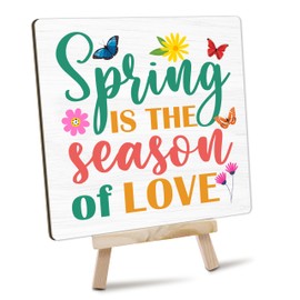 Hello Spring Tabletop Plaque, Spring Flower Wooden Plaque With Easel, Butterfly Themed Spring Decor Gifts For Women Friends Family, Inspirational Quote Wood Plaque Decorations For Home Farmhouse, 08