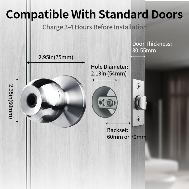 SISAV Smart Fingerprint Door Lock with App Control & Key,