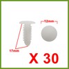 HOPESPANNER 30Pcs White Plastic Rivets Splash Guard Fastener Push Type