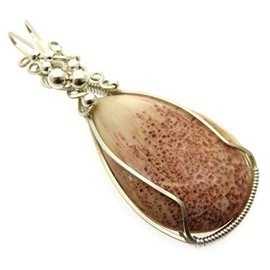 Pink Scolecite Gemstone Sterling Silver Wire Wrapped Pendant 03