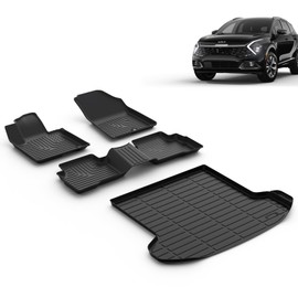 VOUKIY Floor Mats & Cargo Liner for 2025 2024 2023 Kia Sportage Hybrid All Weather Guard Car Mats Floor Liners Trunk Mat Cargo Mat Kia Sportage Hybrid Floor Mats Trunk Liner Accessories