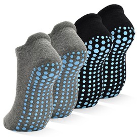 SkiBeaut Sticky Socks for Women, 4 Pairs Non Slip Pilates Socks with Grips Woman Yoga Hospital Gripper Socks