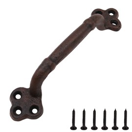 ZONADAH 22.5cm Cast Iron Door Handle Heavy Duty Vintage Classic Style Barn Door Wooden Door Pull Handle Passage Home Hallway Closet Garden Gate Shed Cabinet Door Grab Handle Indoor or Outdoor