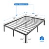VECELO 14" Queen Size Bed Frame Metal Platform/Mattress Foundation/No Box