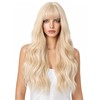Light Blonde Long Wavy Wig with Bangs for Women Synthetic