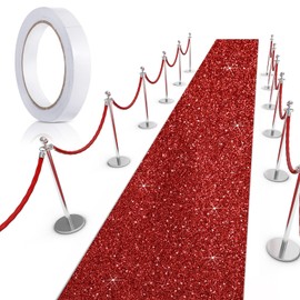 Tatuo Carpet Runner Runway Rug 55 GSM Thickness with Carpet Tape for Prom Graduation Wedding Party Outdoor Indoor Hallway Rug(2.46 x 65.6 Feet,Glitter Red)