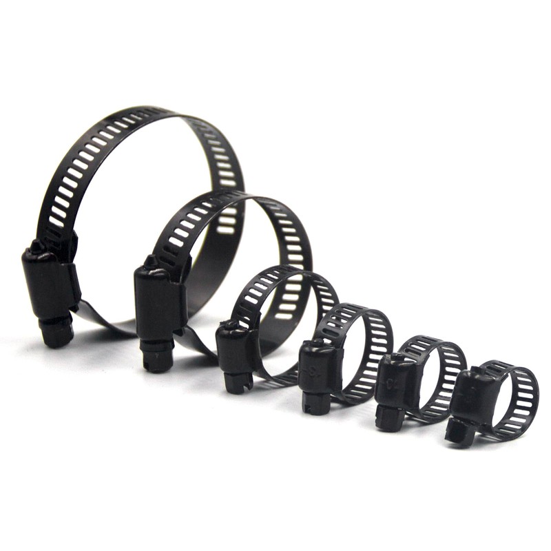 ISPINNER 30pcs Black Hose Clamps 6-51mm(1/4"-2") Adjustable Range 304 Stainless