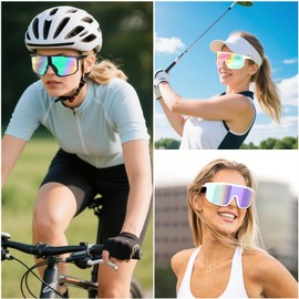 Pack of 3 Sports Sunglasses for Men Women Cycling Glasses Men with UV400 Protection Sunglasses Sports Glasses Running Glasses Women Quick Glasses for Outdoor Use, multicoloured, Unit size
