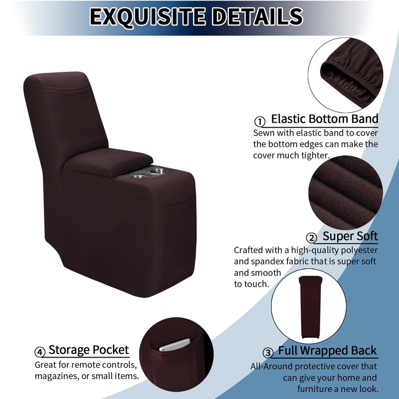 PureFit Recliner Console Cover for Reclining Couch Covers, Super Stretch