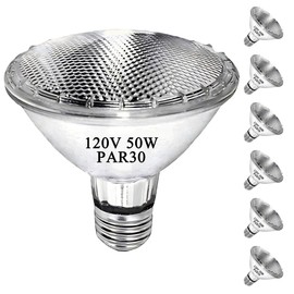 MISDOOD PAR30 Short Neck Halogen Flood Light Bulbs, 120V 50W PAR30 Light Bulb, Dimmable, High Output, E26 Medium Base, 2700K Warm Lighting, 3000 Hours for Recessed Light Bulb(6 Pack)