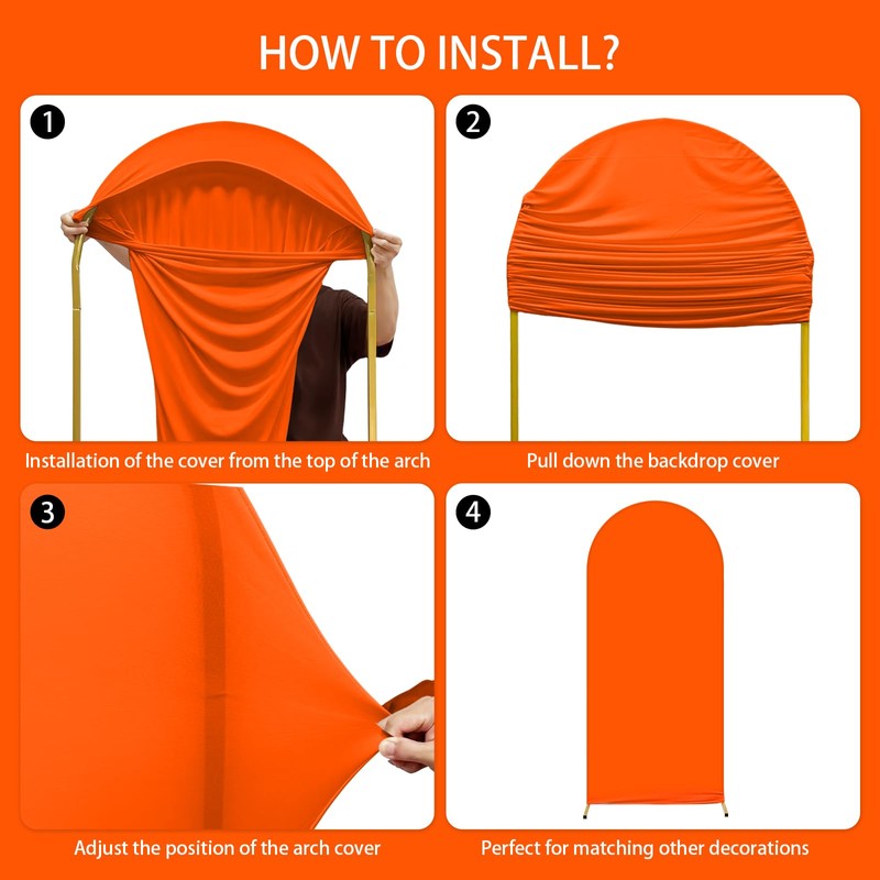 AIBIIN 9.5 x 1.8 m Orange Arch Backdrop for Wedding