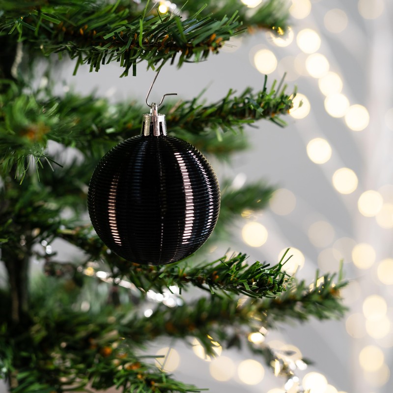 Plastic Christmas Baubles Black 2 Sets - 68 Pieces Diameter