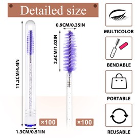 100 Tubos de Varita de Rímel Set Tubo de Carrete de Diamante para Extensión de Pestañas Cepillo de Rímel Vacío Aplicador de Cejas Colorido Desechable Herramienta de Maquillaje, Color Mixto