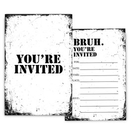 Fablus Brothers Birthday Invitations for Boys, Simple Black and White Birthday Party Invitaions for Party Invites, 4x6 Inches, 30 Sets with Envelopes