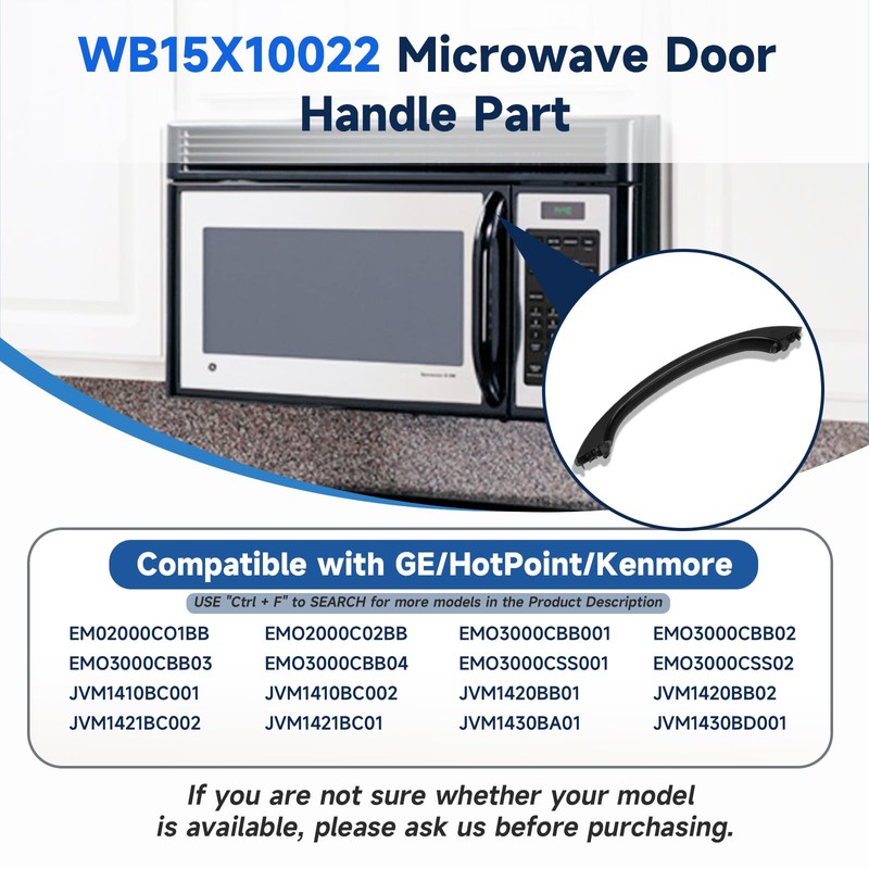 WB15X10022 Microwave Door Handle Black Compatible with GE HotPoint