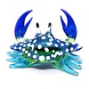 ZOOCRAFT Glass Animals Crab Figurine Blue Hand Blown Painted Art