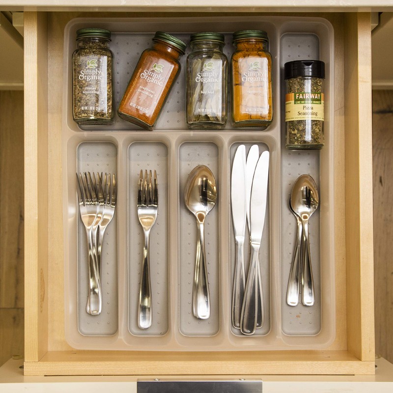 BINO 5-Slot Silverware Organizer - Frosted, Small - Utensil Drawer