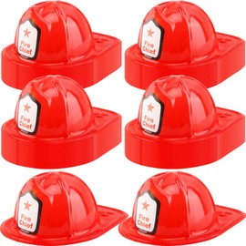 Restroma 60 Pack Children Firefighter Hat Bulk Fire Chief Helmet Plastic Fireman Costume Hat for Kids Fireman Cosplay Hero Theme Party Dress Up (Color Style 1)