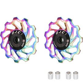 DJC Bike Ceramic Bearing Pulley Wheel 2pcs Guide Roller 11T 12T 13T 14T 15T 16T MTB Road Bike Rear Derailleur for Shimano for Sram Pulley oilslick (oilslick, 2pcs 11T)…