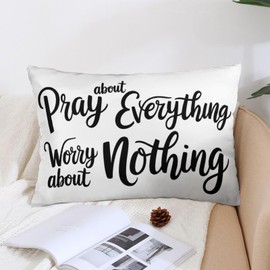 ITFRO Inspirational Quotes Pray About Everything Worry About Nothing Birthday Short Plush Both Sides Lumbar Daisy Throw Pillow Cover Cushion Case Sofa Decor Waist 12x20 Inches (Pray)