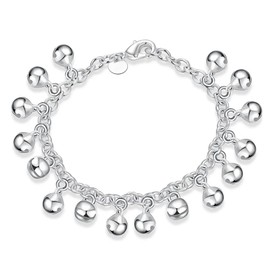 OSIRIDEH2 Bell Bracelet 925 Sterling Silver Bells Sounds Bead Chain Bracelet for Women Wedding Engagement Party Jewelry Jingling Bracelets (bracelet)