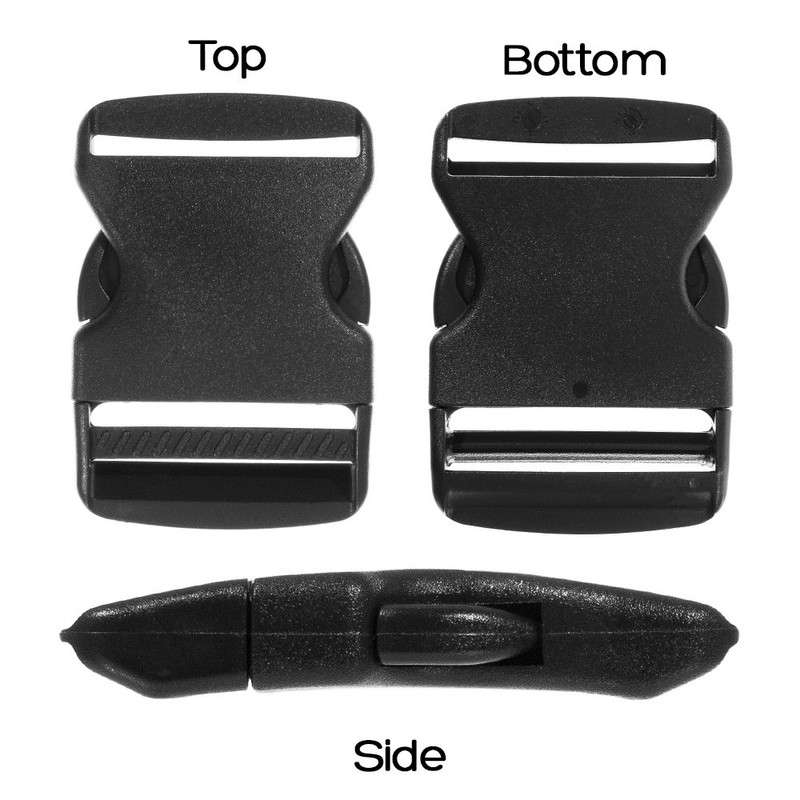 12 Pack 2 Inch Side Quick Release Plastic Black Buckles
