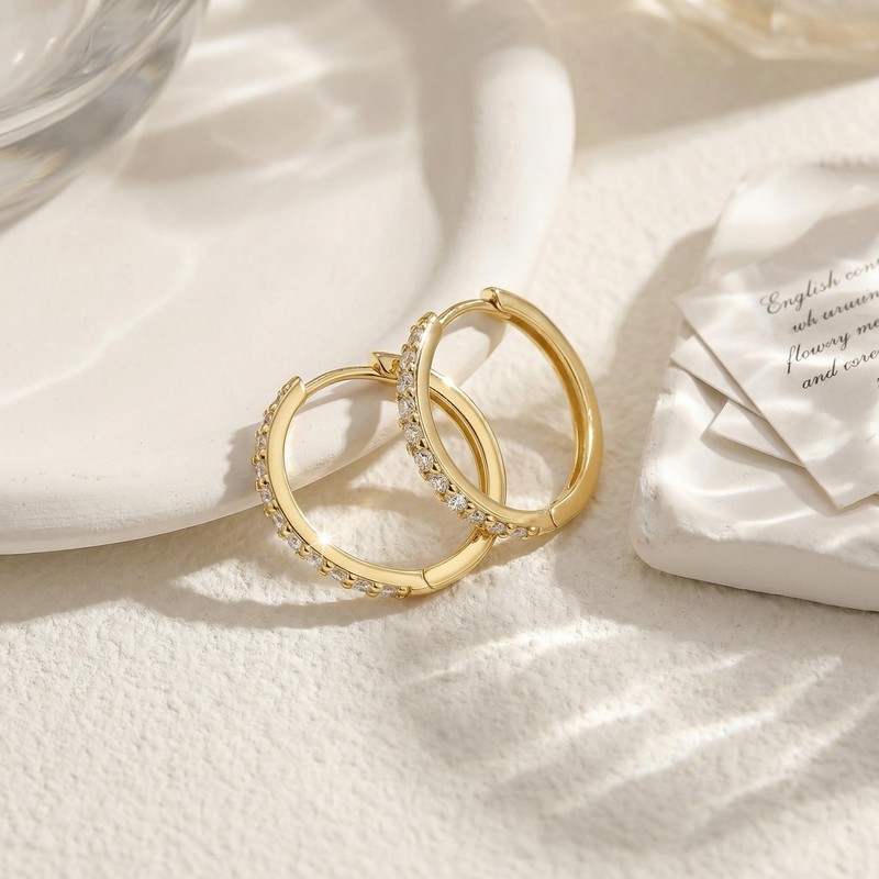 BEAUSPA Gold Hoop Earrings 14K Gold Hoop Earrings for Women